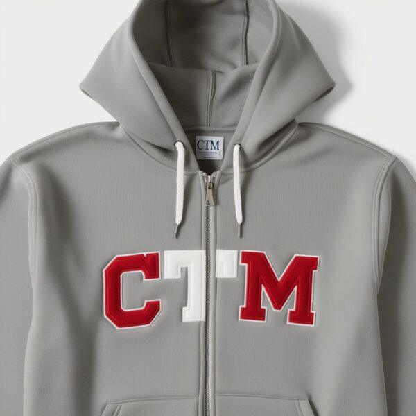 Brown Gothic Zip-Up Hoodie with Pink Cross & CTM Print – Streetwear Style - Image 5