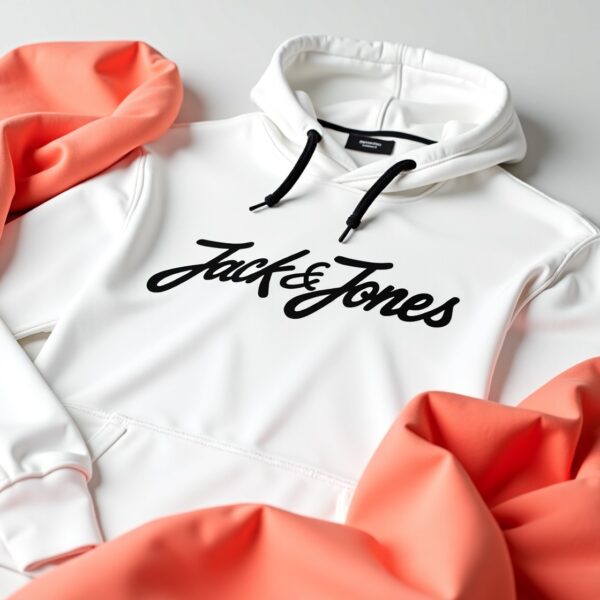 White Custom Hoodie with Jack & Jones Print – Yarn Enterprises - Image 3