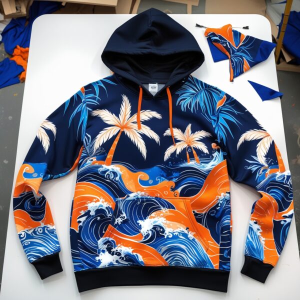 Tropical Surf Wave Hoodie – Bold Ocean Print Streetwear for Men - Image 3